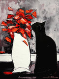 Black the Cat with Red Poppies - JIEL -