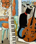 Black cat WITH OLD PIANO AND CELLO in Paris - JIEL -