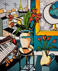 Old Piano and Tulip Bouquets in Paris - JIEL -