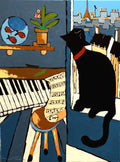 Black the Cat Watching the Magpie over Paris - JIEL -