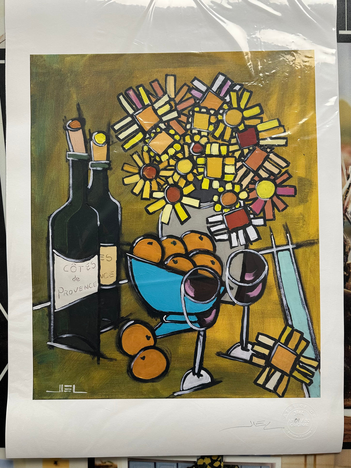 Country Bouquet with Oranges and Côtes de Provence – Limited Edition Art Print JIEL