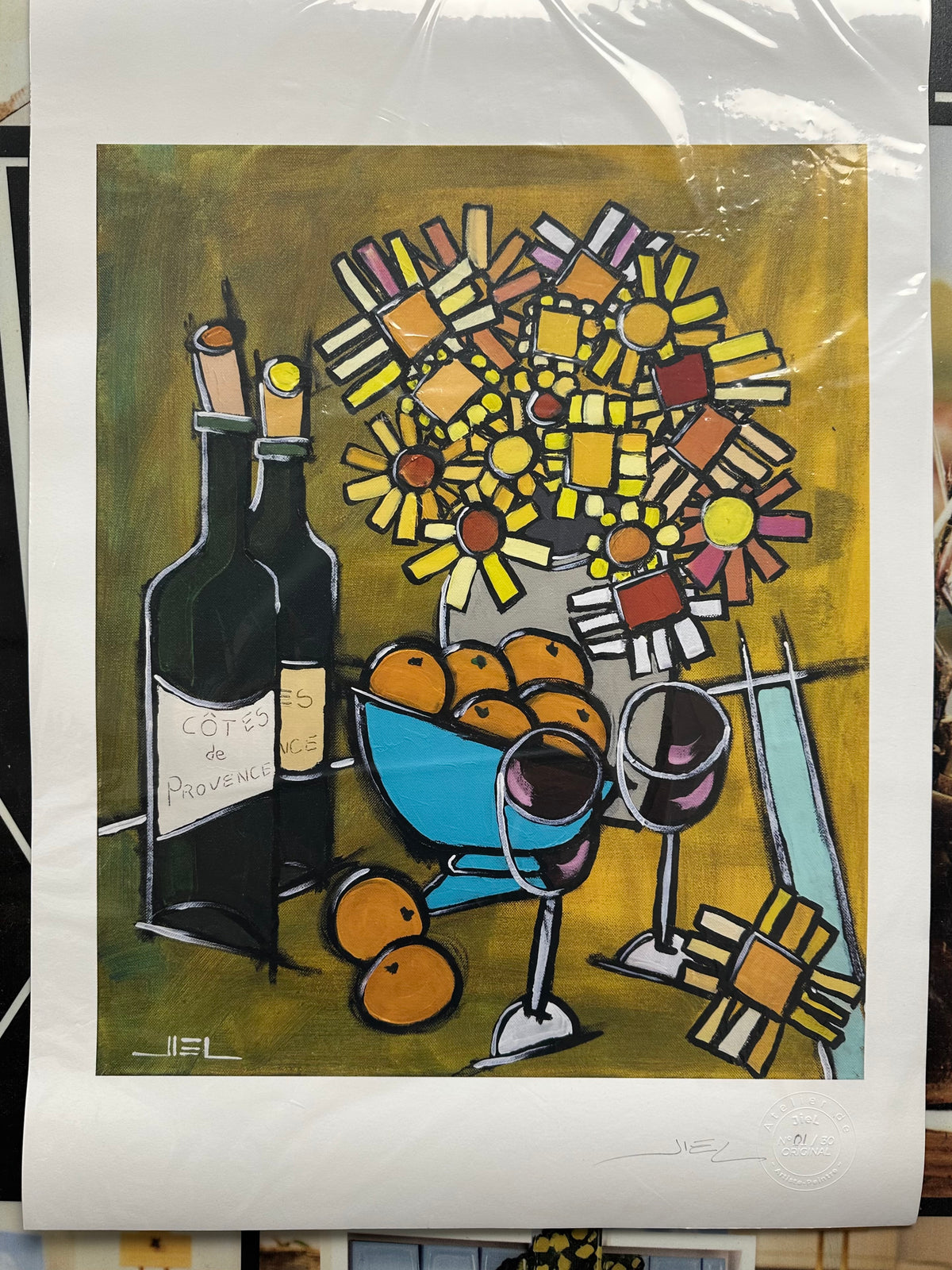 Country Bouquet with Oranges and Côtes de Provence – Limited Edition Art Print JIEL