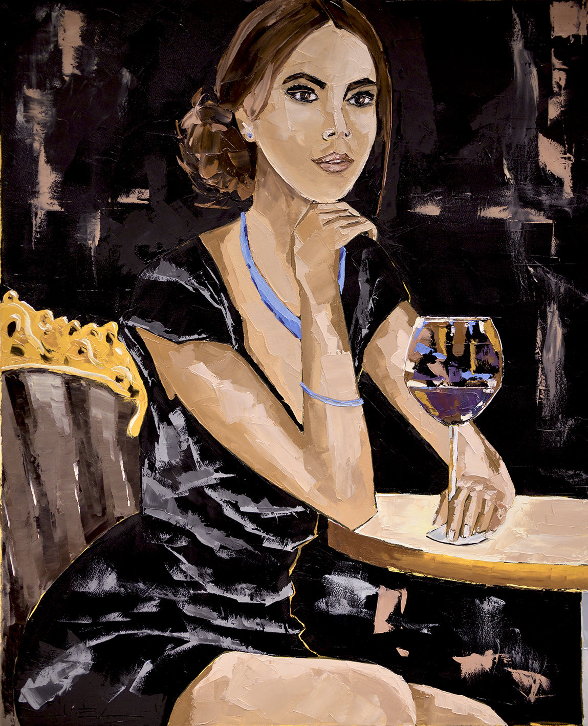 Brunette Woman with a Glass of Wine - JIEL -