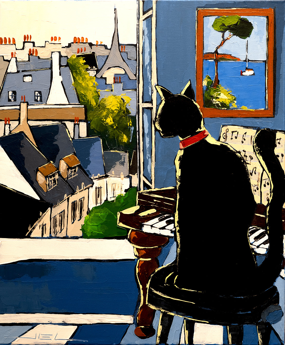 Black at the Piano, a Morning in Paris – Limited Edition Art Print JIEL