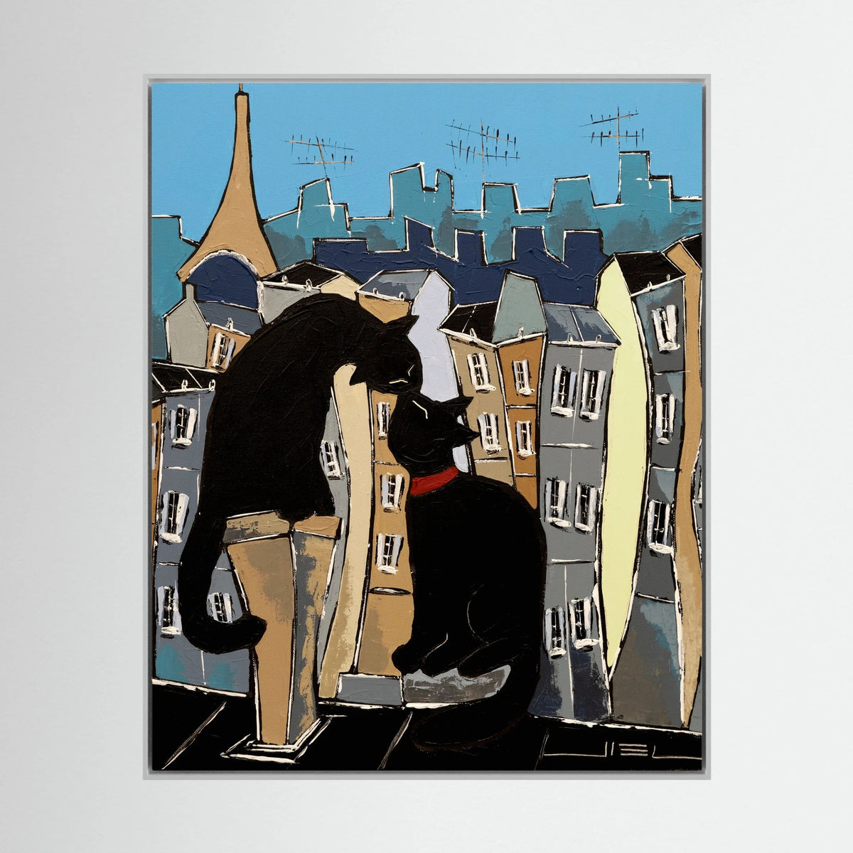 Black Cat and his Pretty on Paris Rooftops