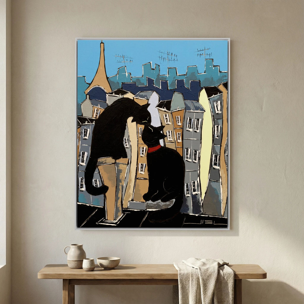 Black Cat and his Pretty on Paris Rooftops