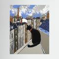 Black Cat on Paris Rooftops