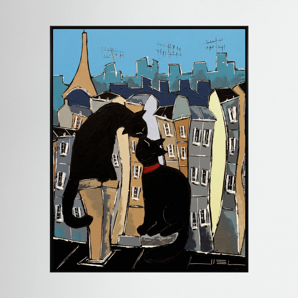 Black Cat and his Pretty on Paris Rooftops