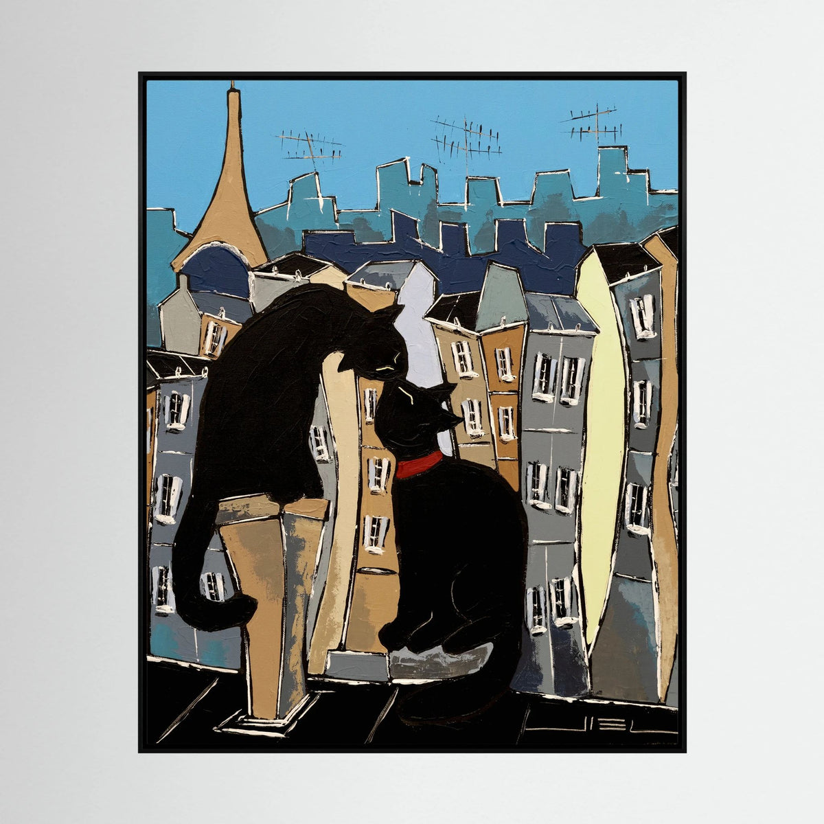 Black Cat and his Pretty on Paris Rooftops