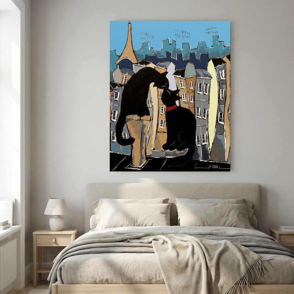 Black Cat and his Pretty on Paris Rooftops