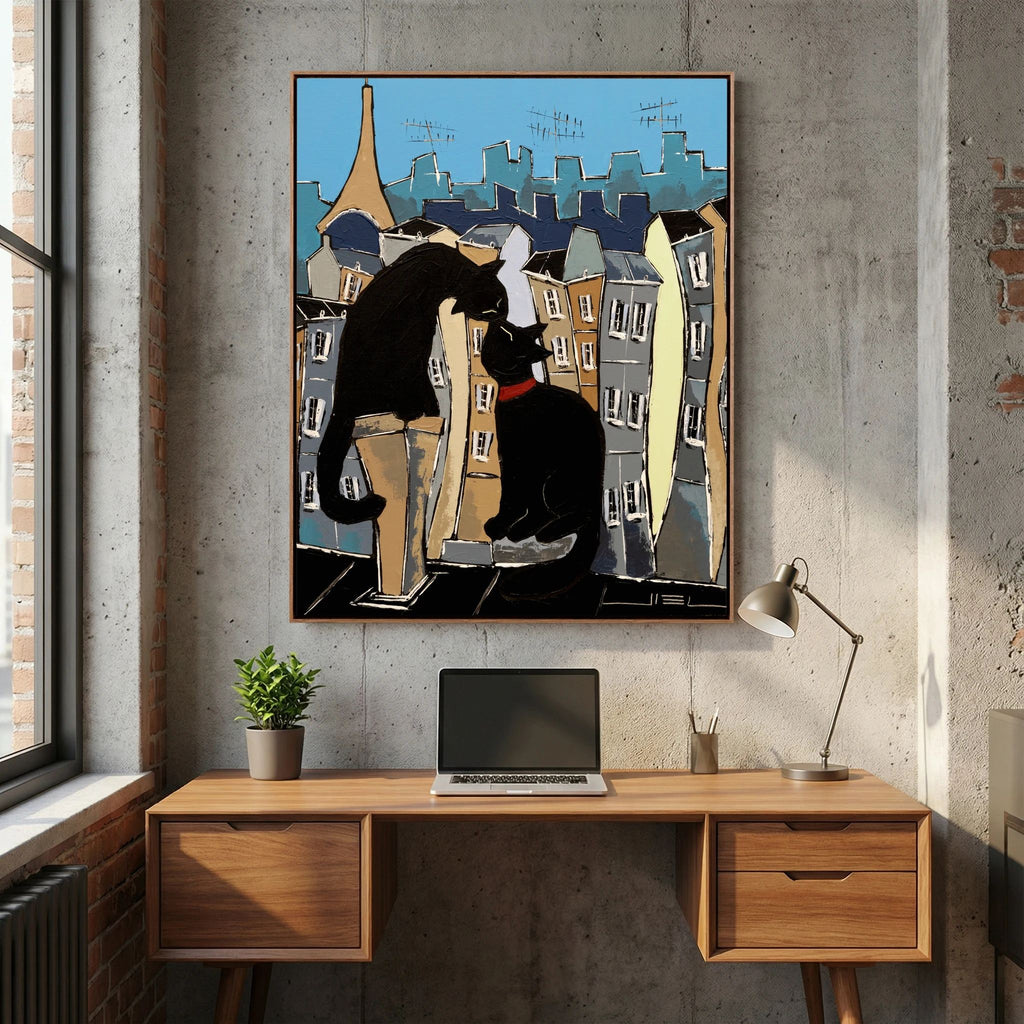 Black Cat and his Pretty on Paris Rooftops