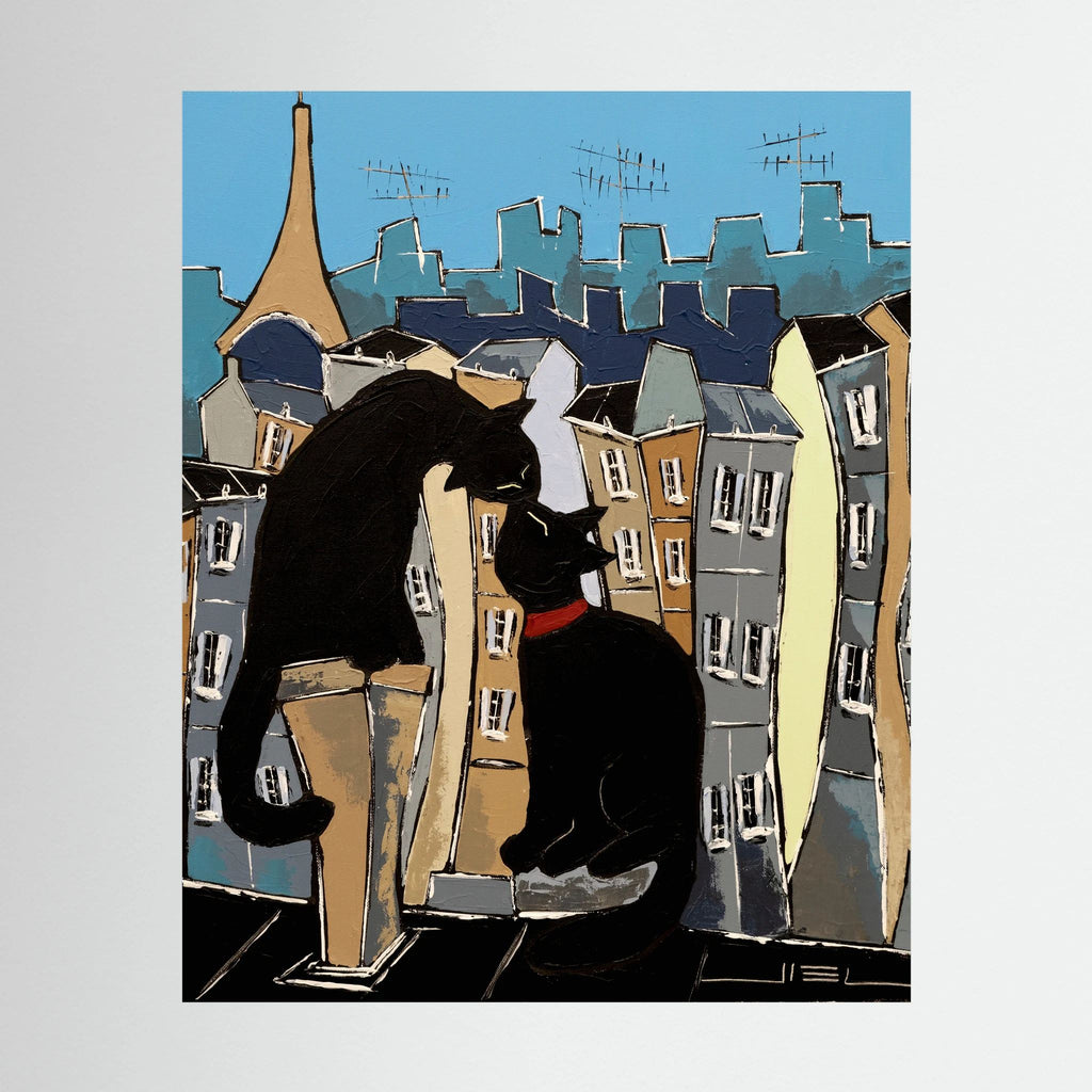 Black Cat and his Pretty on Paris Rooftops