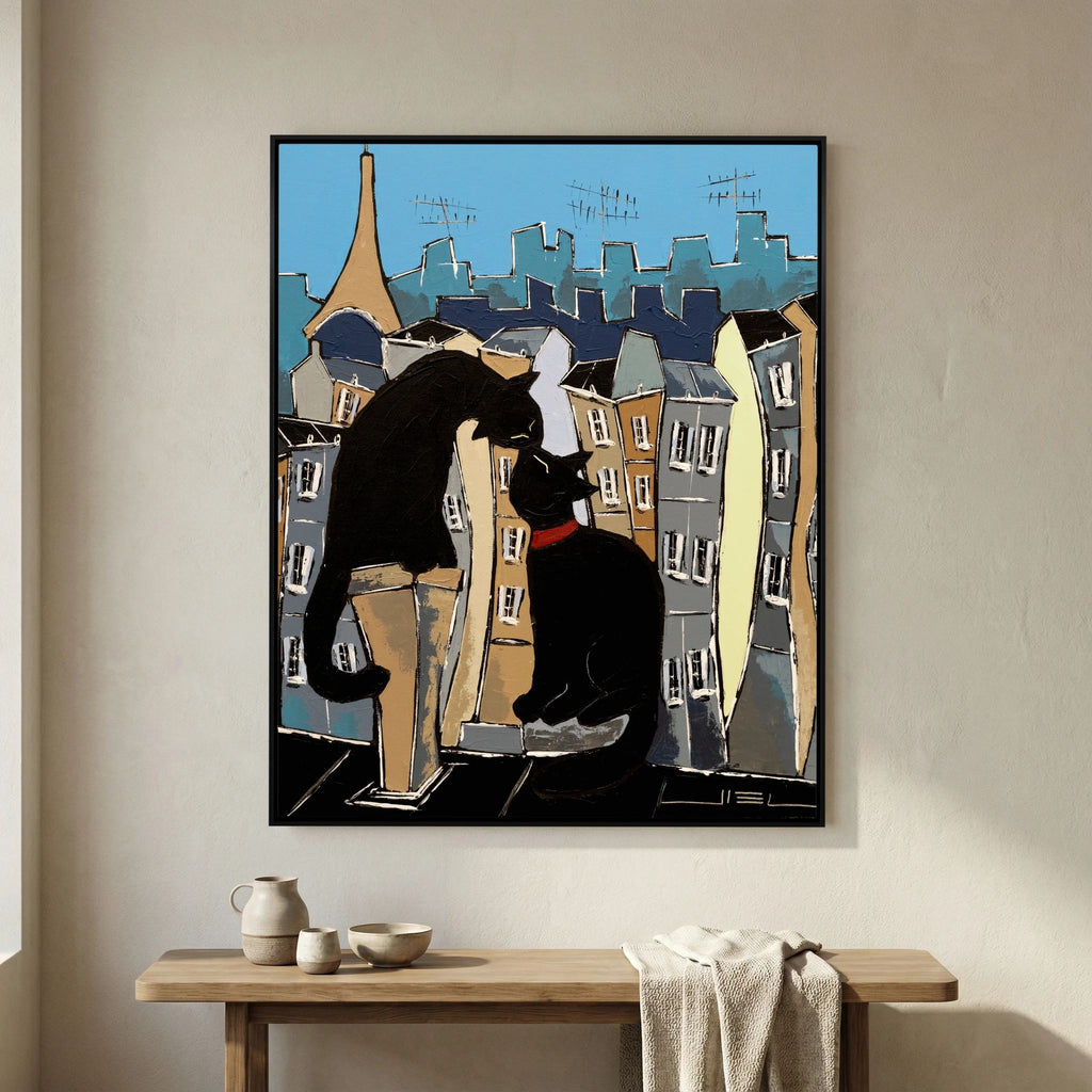 Black Cat and his Pretty on Paris Rooftops